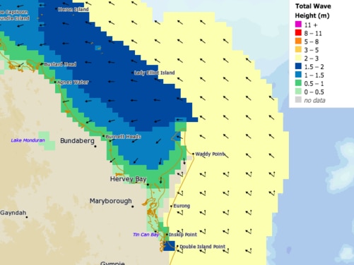 The total wave height (in metres) expected at about 10am on Friday, May 28. Picture: BOM