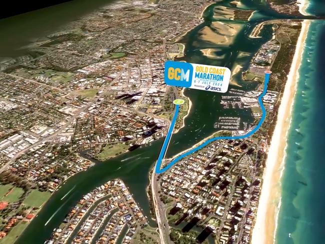 Map of the changes to the Gold Coast Marathon route. Picture: Supplied