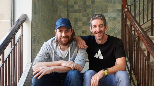 Atlassian founders Mike Cannon-Brookes (left) and Scott Farquhar say the company has a competitive advantage when its comes to AI.