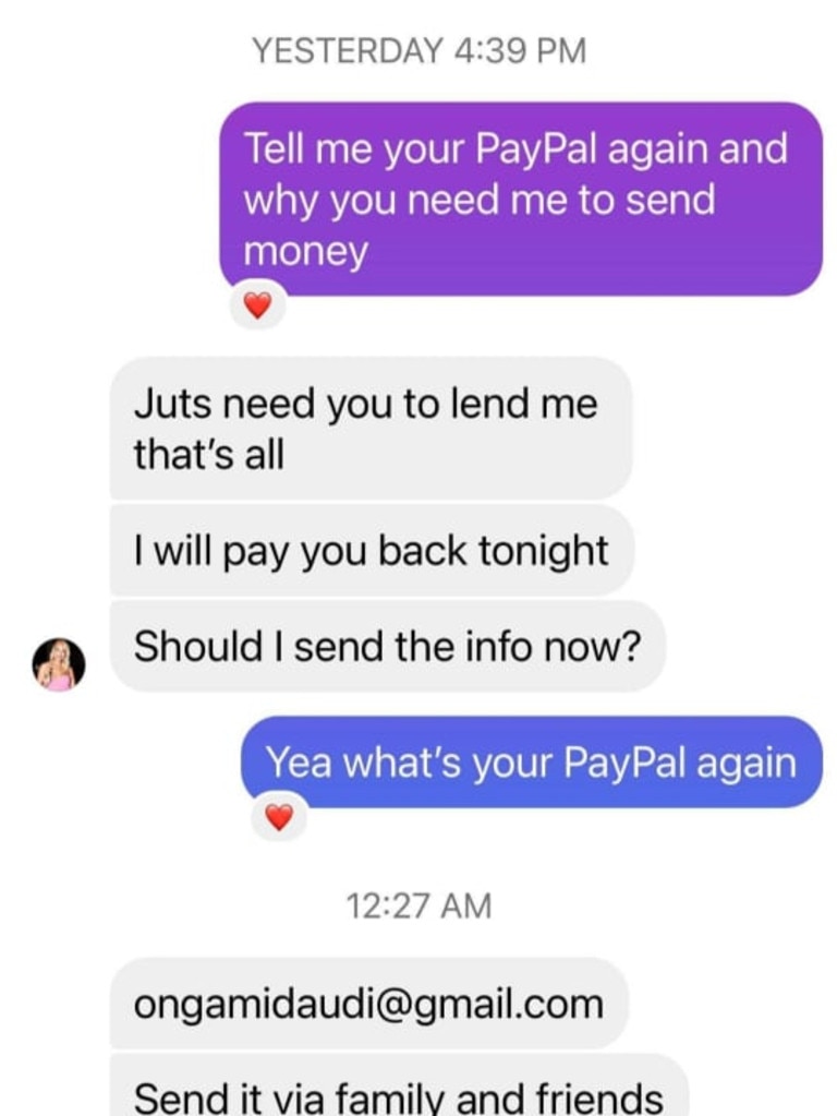 Ms McMillan’s sister also got messages from a different hacking account.