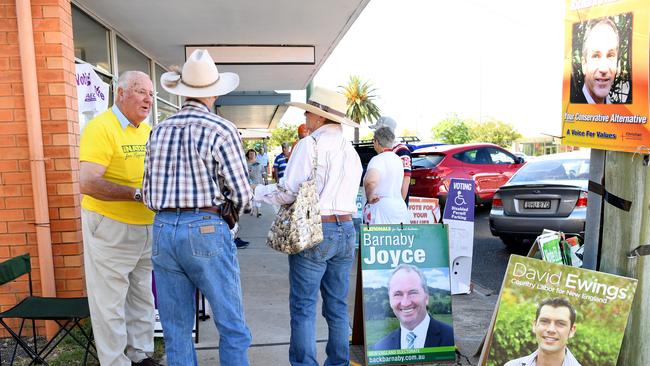 New England Voters arrive at a pre-poll in Tamworth today.