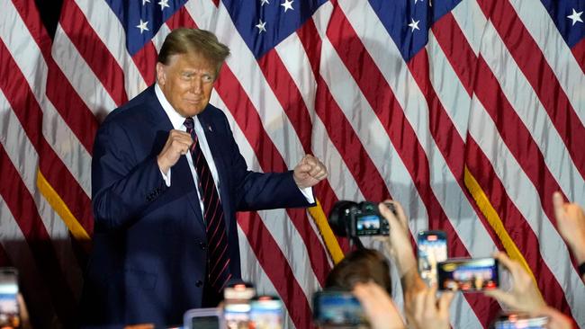 Republican presidential hopeful and former US president Donald Trump at an election night party in New Hampshire on January 23. Picture: AFP