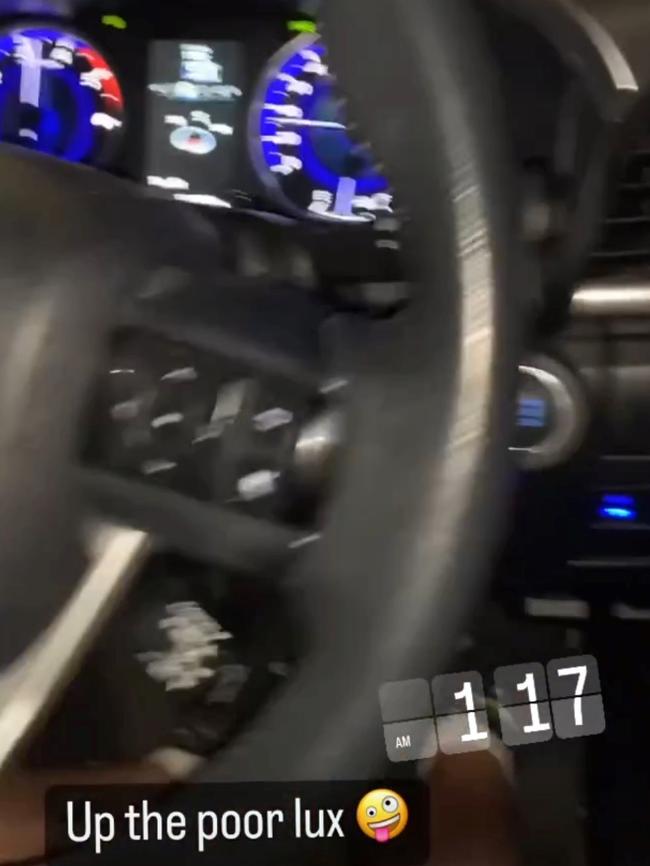 Zak Gramas-Martin posted a video to Instagram of a burnout in the stolen Toyota HiLux. Photo: Instagram