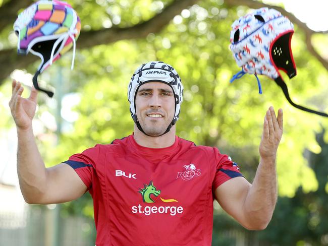 Ben Daley showing off his charity headgear.