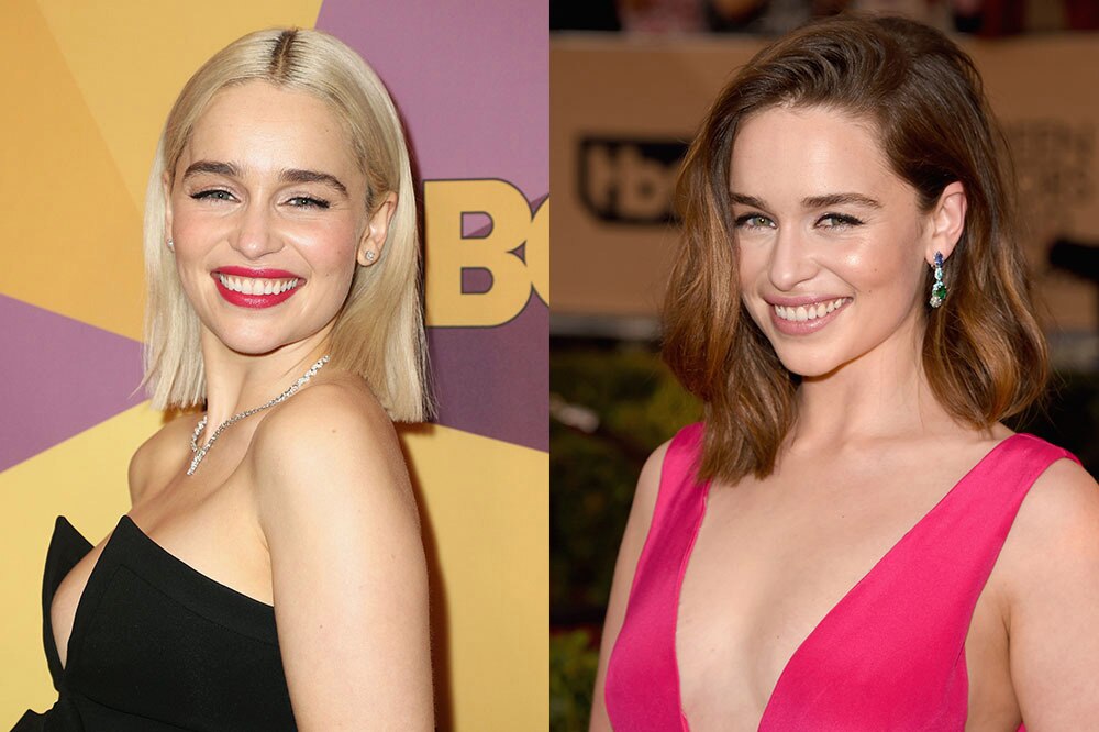 <h2><strong>Emilia Clarke </strong></h2><p>She first came to our attention as the platinum blonde dragon queen Daenerys in <em>Game of Thrones</em>, however, she actually wore a wig throughout the entire series, only bleaching her hair for real after filming wrapped up.</p>