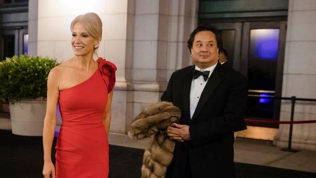 Former Trump adviser Kellyanne Conway and her husband George are famously on opposing sides of the political divide. Picture: AP.