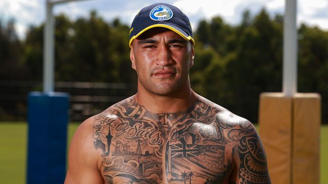 Marata Niukore’s tattoos hold a lot of memories for the Eels player, who will switch to the Warriors in 2023. Picture: Justin Lloyd