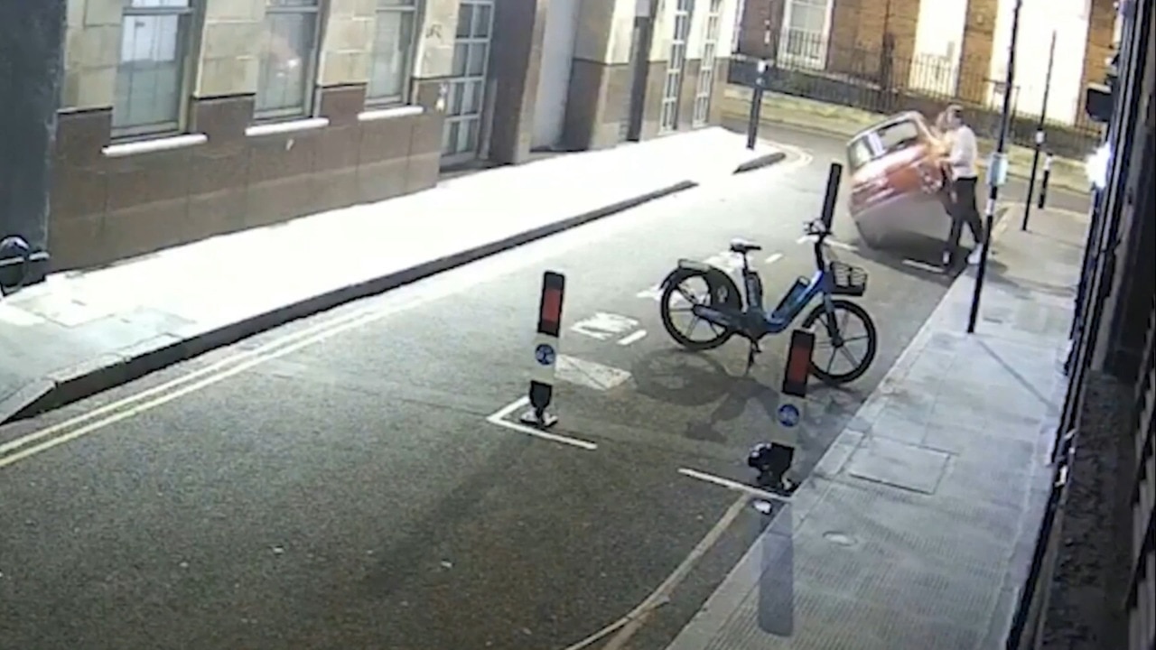 Shocking footage shows ‘idiots’ flipping car with bare hands