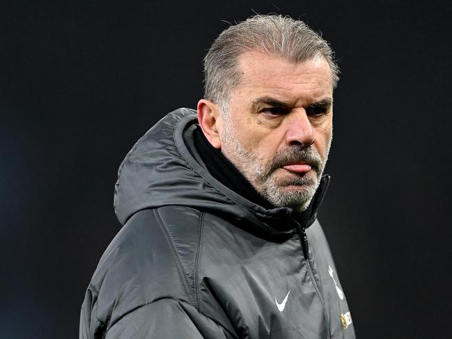 BIRMINGHAM, ENGLAND - FEBRUARY 09: Ange Postecoglou, Manager of Tottenham Hotspur, looks on at the end of the Emirates FA Cup Fourth Round match between Aston Villa and Tottenham Hotspur at Villa Park on February 09, 2025 in Birmingham, England. (Photo by Shaun Botterill/Getty Images)