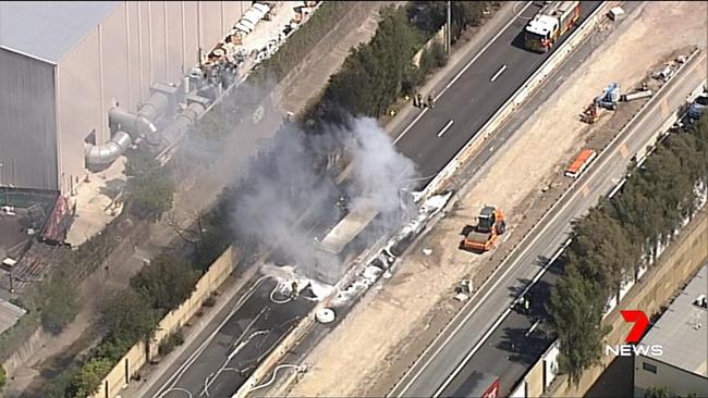 All westbound lanes were closed on the M5. Picture: Seven News