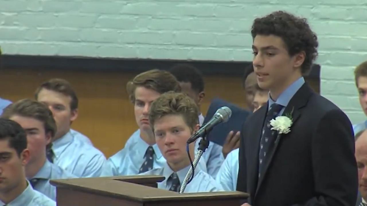 Mr Mangione delivering the 2016 valedictory at The Gilman School. Picture: X