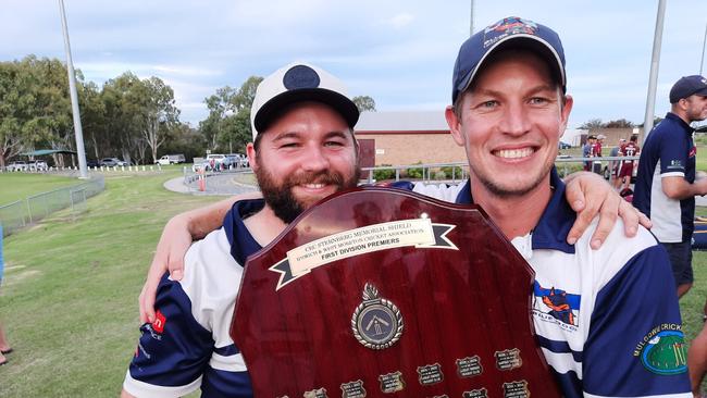 Victorious Laidley captains Laurence Pratt (left) and Alex Welsh after last season’s success in the four-day grand finals. Picture: David Lems