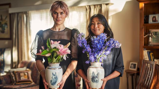 Writer and creator Anna Lindner, left, with fellow actor Cassandra Sorrell in the SBS series A Beginner's Guide to Grief. Picture: Supplied