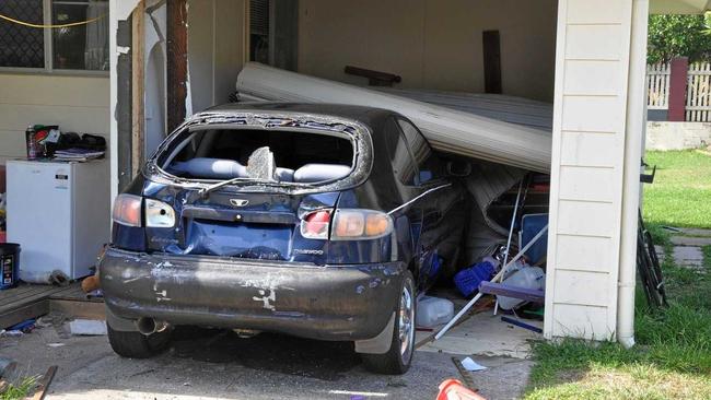 NIGHT HORROR: Residents had a rude awakening at 1am on Monday morning when a car rammed into their house. Picture: Trish Bowman