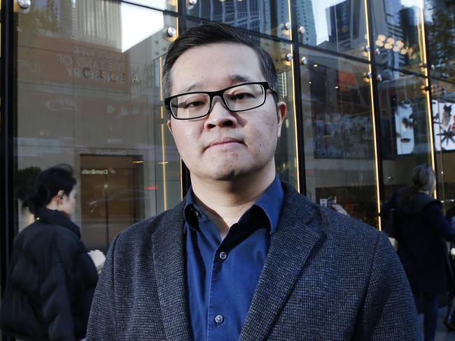 Melbourne City councilor Jason Chang was assaulted while fighting off an alleged thief outside his city business Calia Emporium on Lonsdale Street, is frustrated and fears working in the CBD.Picture: David Caird