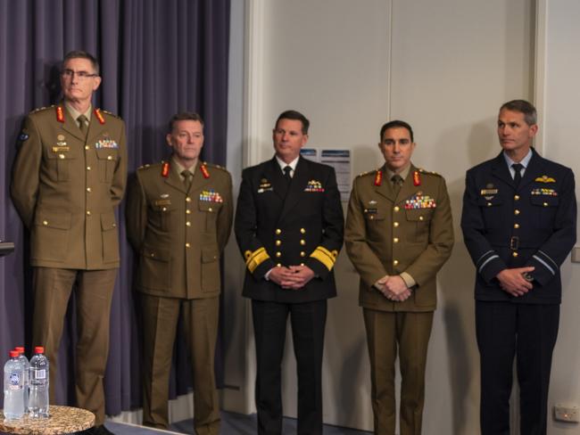 CANBERRA, AUSTRALIA - NewsWire Photos June 28, 2022: Deputy Prime Minister Richard Marles announces the extension by two years the terms of three of the militaryÃ¢â¬â¢s most senior leaders, while announcing new Chiefs of the Navy, Army and Airforce at Parliament house, Canberra. Picture: NCA NewsWire / Martin Ollman