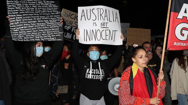 The protests aimed to bring awareness to the treatment of Indigenous Australians. Picture: Jonathan Ng