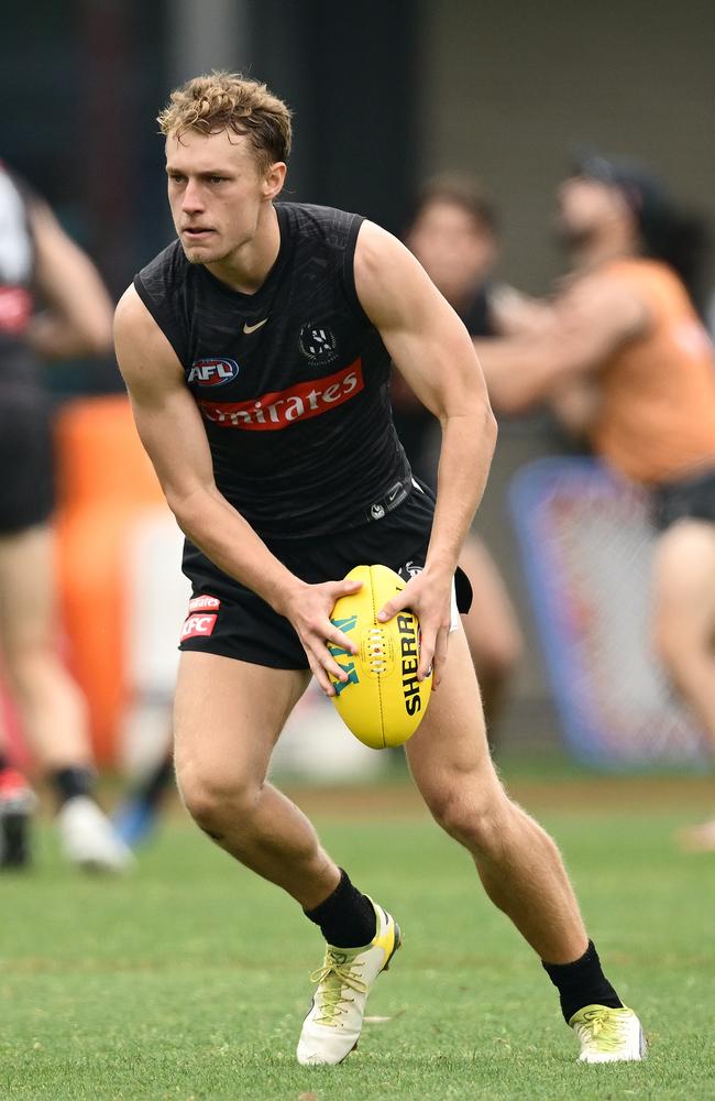 Finlay Macrae starred in the Pies’ Tuesday session. Picture: Quinn Rooney/Getty Images.