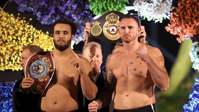 RIYADH, SAUDI ARABIA – DECEMBER 20: Moses Itauma and Demsey McKean pose for a photo during the weigh-in of the WBO Intercontinental &amp; Vacant WBA International Heavyweight Championship as part of Oleksandr Usyk v Tyson Fury 2 at on December 20, 2024 in Riyadh, . (Photo by Richard Pelham/Getty Images)