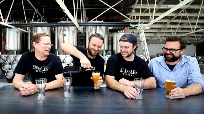 owner/operators of Shambles, Bruce Arnold, left, brothers Cornel and Adrian Ianculovici and Nathan Crump. Picture: SAM ROSEWARNE.