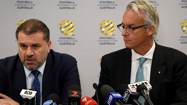 David Gallop (right) says he was puzzled by the decision made by Ange Postecoglou.