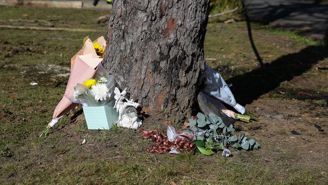 Flowers laid at the scene of the crash. Picture: NCA Newswire