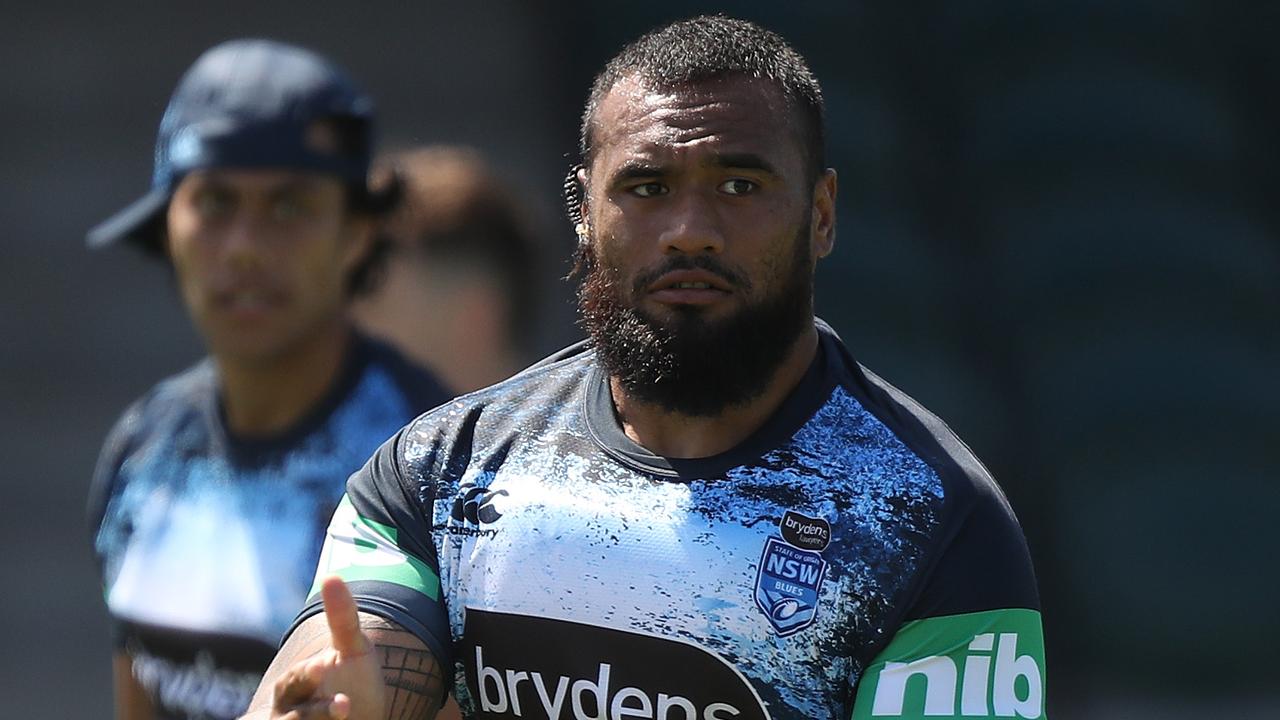 NSW's Junior Paulo during NSW State of Origin training. Picture: Brett Costello