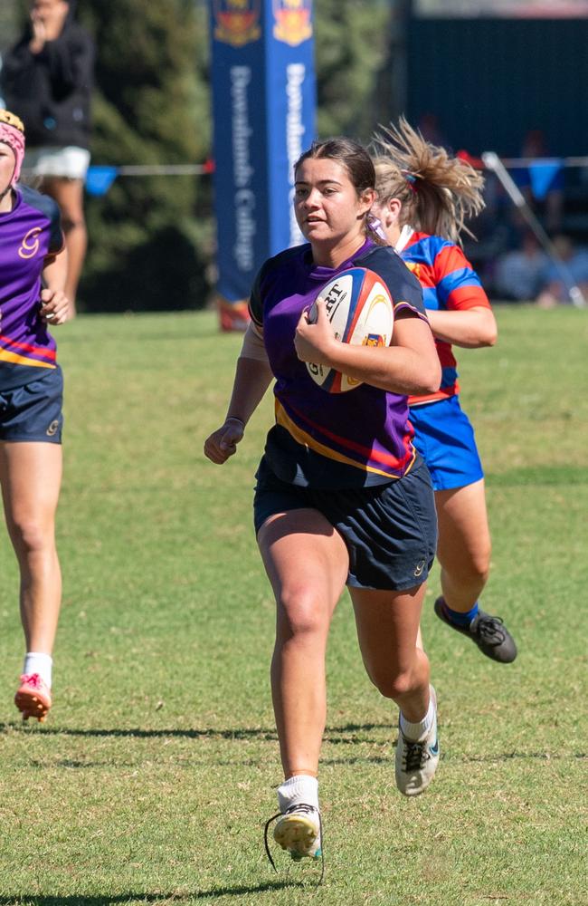 Selena Worsley Cup Game 1. Downlands first VII vs Glennie 18S. 2024 OCallaghan Cup day at Downlands College.Photo by Nev Madsen