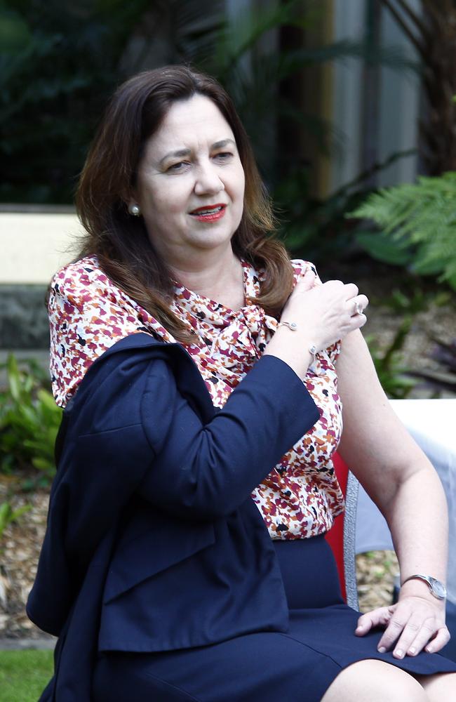 Queensland Premier Annastacia Palaszczuk gets her flu vaccine ahead of her COVID-19 vaccine. Picture: NCA NewsWire/Tertius Pickard