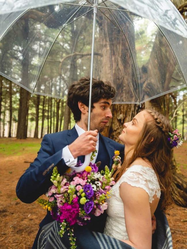 Daniel Heritage and Emma on their wedding day in 2018. Picture: Supplied by family