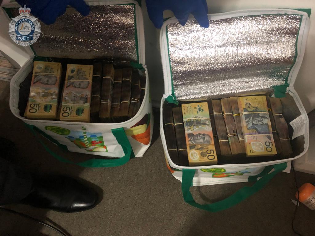 Cash seized in supermarket cooler bags as a result of Operation Ironside. Picture: Supplied