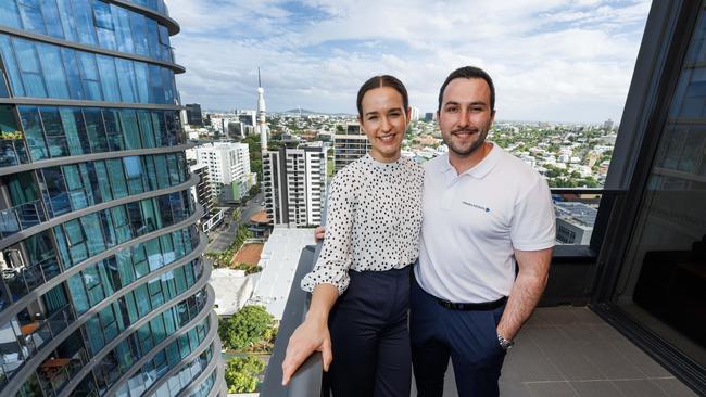 Genevieve Houldsworth and Isaac Naumann who have recently sold their apartment in South Brisbane. Picture Lachie Millard