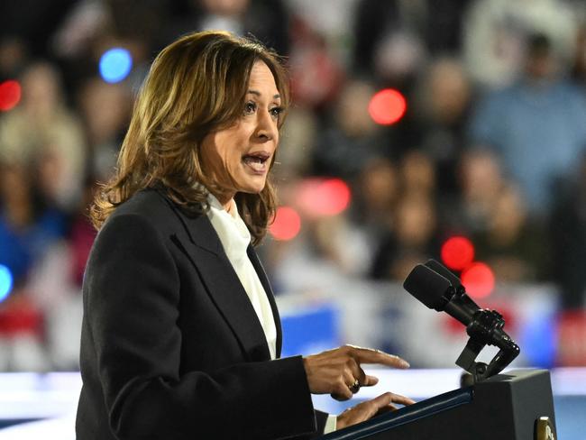 US Vice President and Democratic presidential candidate Kamala Harris speaks on The Ellipse just south of the White House in Washington, DC. Picture: AFP