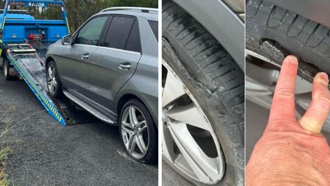 Drivers have unleashed on social media over the condition of the Bruce Highway north of Gympie after days of heavy rain opened tyre-busting holes along a major part of the stateâs main road.