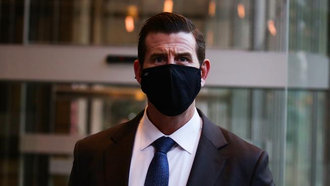 Ben Roberts-Smith seen leaving the Federal Court during the continuing defamation trial with Nine in Sydney Australia. Picture: NCA NewsWire/Gaye Gerard