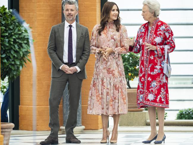 King Frederik, Queen Mary and Princess Benedikte of Denmark during a reception for participants at Olympic and Paralympic Games at Fredensborg Palace. Picture: Getty Images