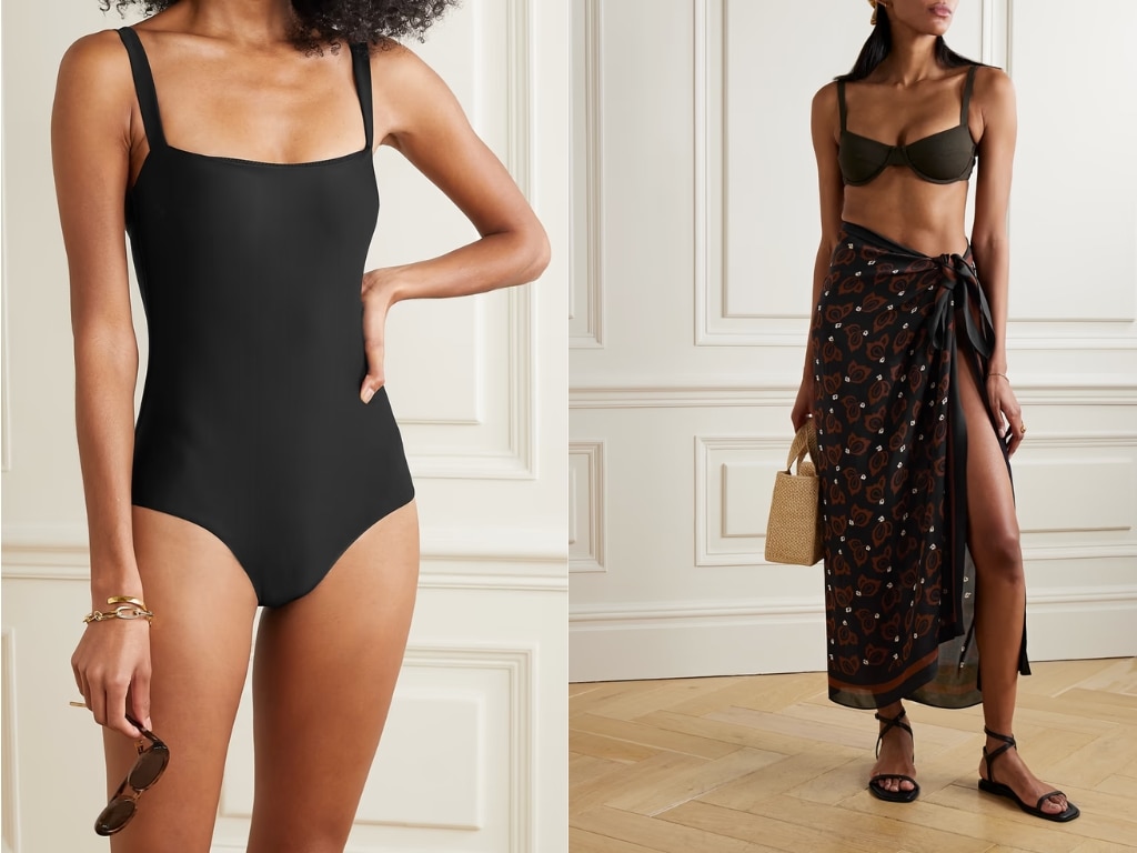 Matteau The Square swimsuit and Printed organic silk pareo. Picture: Net-a-Porter.