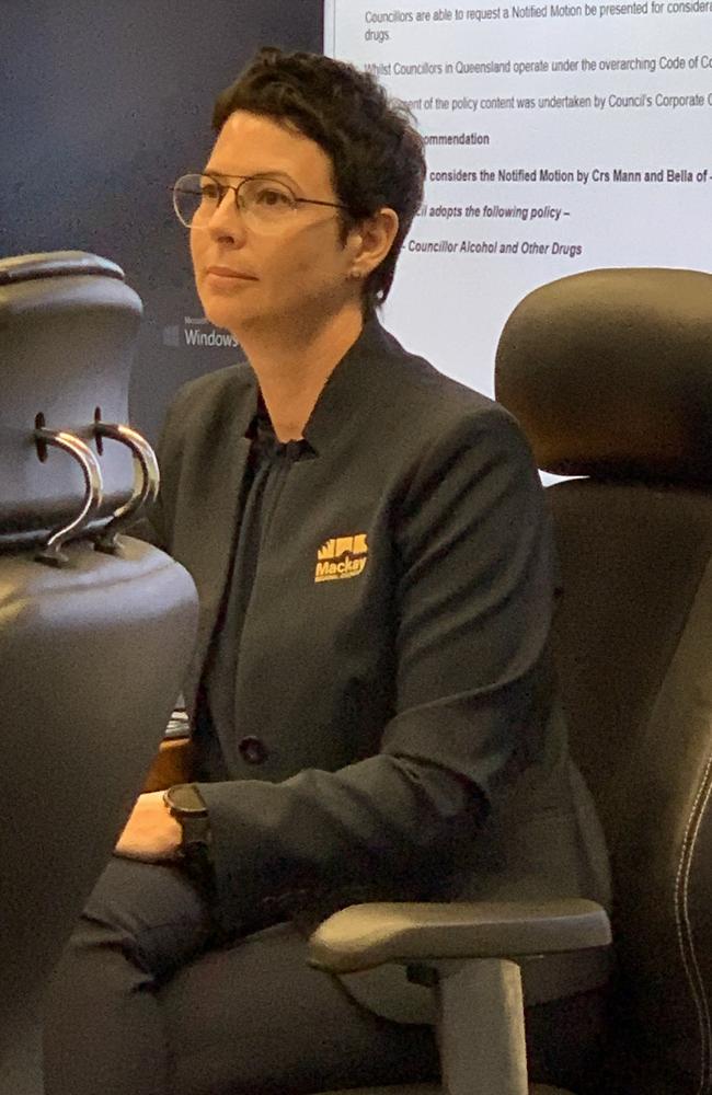 Councillor Michelle Green voted for random drug and alcohol testing but raised concerns about the practical implementation of the policy. Here she sits in council chambers during the August 24 meeting. Picture: Duncan Evans