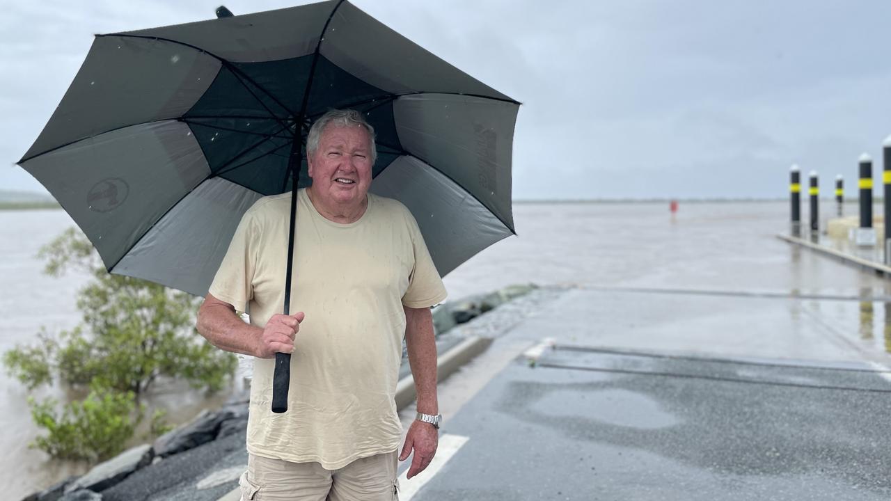 Ooralea resident David Greenhalgh checking out the Pioneer River after days of rain in Mackay. Picture: Janessa Ekert