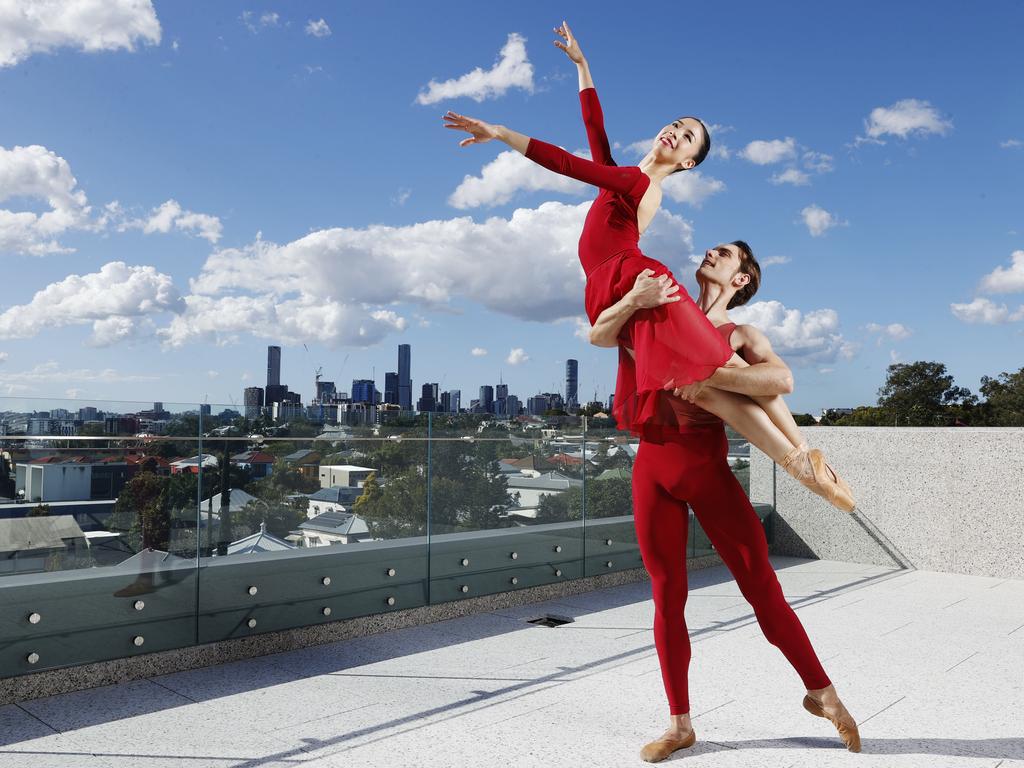 Queensland Ballet principal artists Neneka Yoshida and Victor Esteves will perform in Bespoke, the opening performance at the newly redeveloped Thomas Dixon Centre at West End. Picture: Lachie Millard