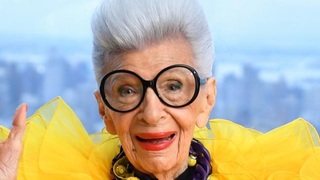 FILE: Iris Apfel has died at the age of 102. NEW YORK, NEW YORK - SEPTEMBER 09: Iris Apfel sits for a portrait during her 100th Birthday Party at Central Park Tower on September 09, 2021 in New York City. (Photo by Noam Galai/Getty Images for Central Park Tower)