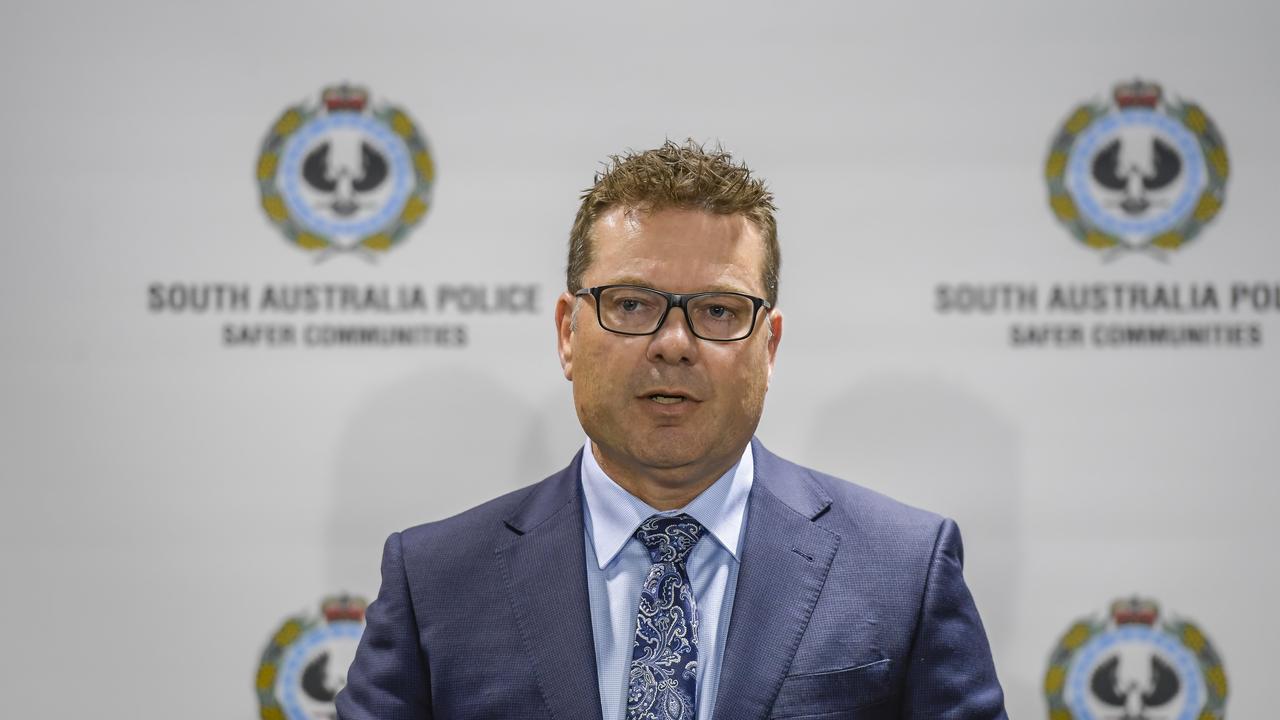 Detective Inspector Brett Featherby commander of the Operation Eclipse task force at a press conference at SA Police’s Adelaide headquarters. Picture: NCA NewsWire / Roy VanDerVegt