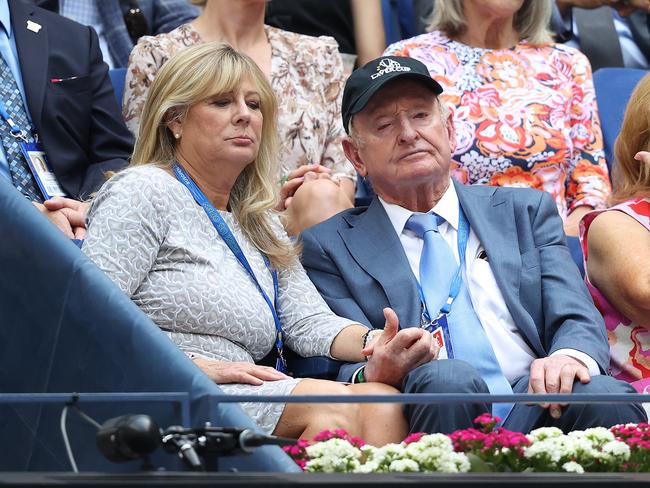 Rod Laver watches the Men's Singles final match between Daniil Medvedev of Russia and Novak Djokovic of Serbia.