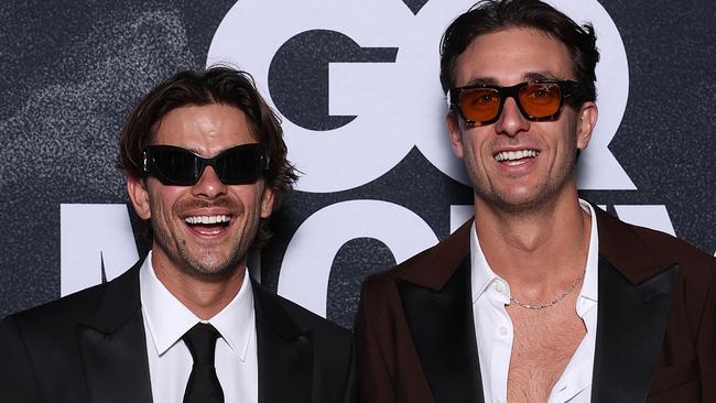 SYDNEY, AUSTRALIA - DECEMBER 06: Matt Ford and Jack Steele of The Inspired Unemployed attend the GQ Australia Men Of The Year Awards in association with BOSS at Bondi Pavilion, Bondi Beach on December 06, 2023 in Sydney, Australia. (Photo by Brendon Thorne/Getty Images for GQ Australia)