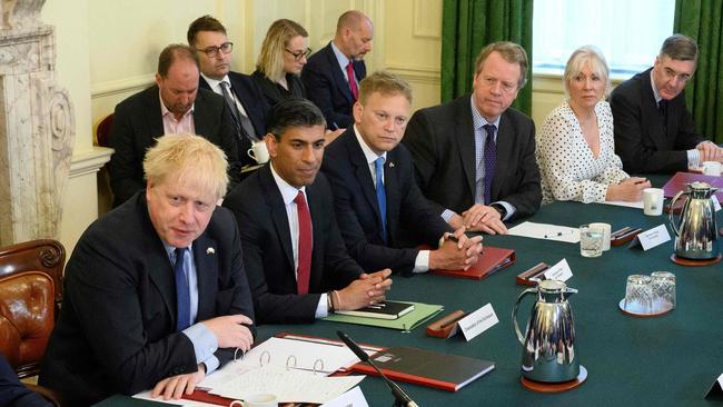 Boris Johnson chairs a cabinet meeting at 10 Downing Street after narrowly surviving a vote of no-confidence. Picture: AFP.