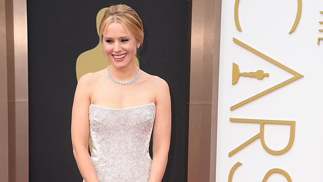 Kristen Bell arrives at the Oscars in Los Angeles.