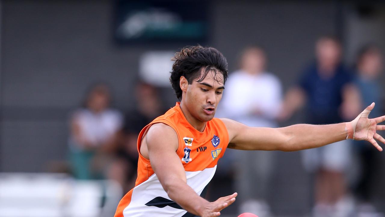 GFL: Geelong West Giants v Grovedale. Geelong West's Phillip Moimoi. Picture: Mike Dugdale