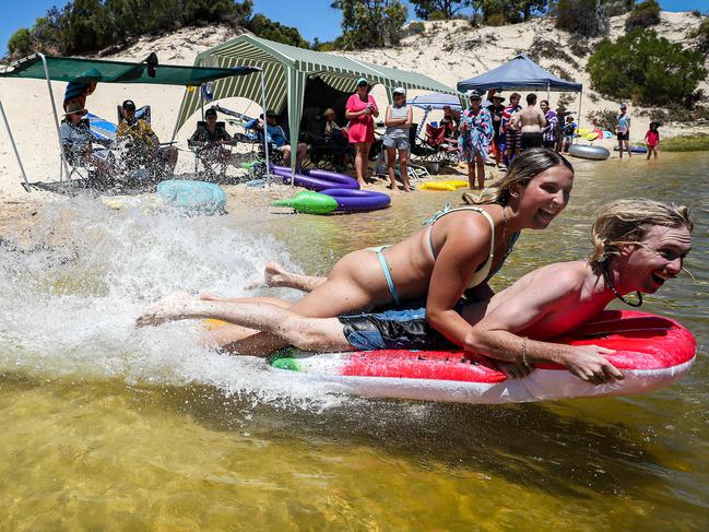 26/1/2021Bailey Stevens (20, Woodvale) and Chelsea Haddad (18) of Ocean Reef.People celebrate Australia Day at Moore River.Pic Colin Murty The Australian