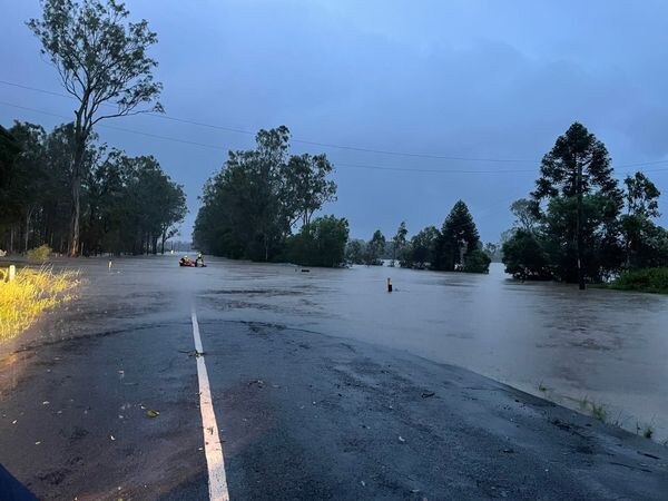 The town of Gundiah, west of Fraser Island, was hit hard by floods.