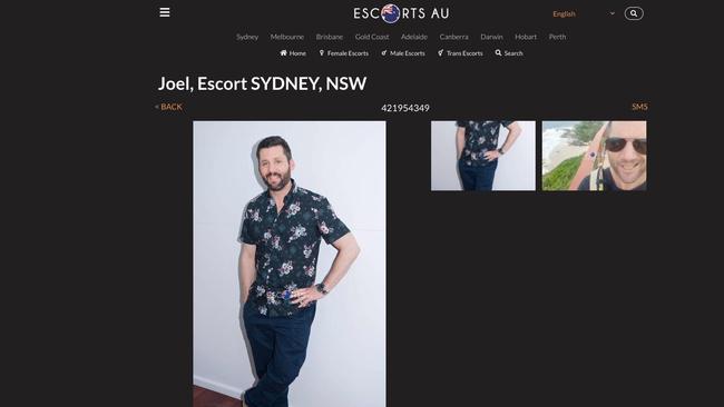 Online escort profile pictures belonging to Joel Cauchi.